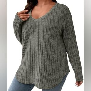 2/$30 dark gray boxy oversized‎ Relaxed ribbed GAP sweater (#667)